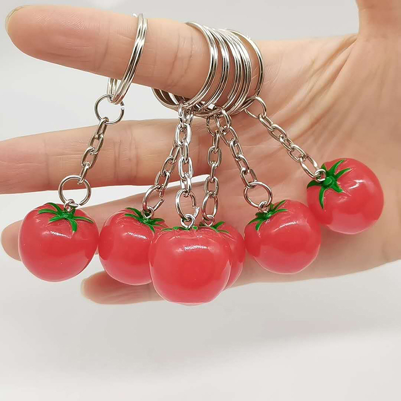 1PCS Creative Simulation Tomato Key Chain Resin Tomato Key Chain Bag Pendant Event Gift