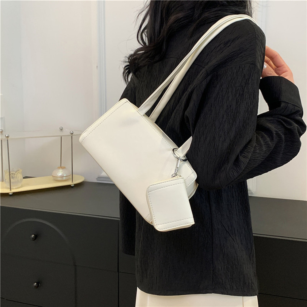 Women Fashion Shoulder Bag Large Capacity Casual Grocery Bag Solid Color Dating Armpit Bag Commute Bag with Matching Clutch Set