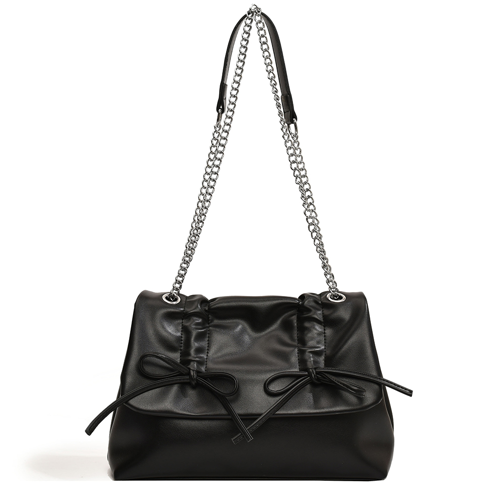 Bow Tie Trendy Crossbody Bag with Hasp Closure PU Leather Ladies Handbag Casual Shoulder Purse Underarm Bag for Women and Girls