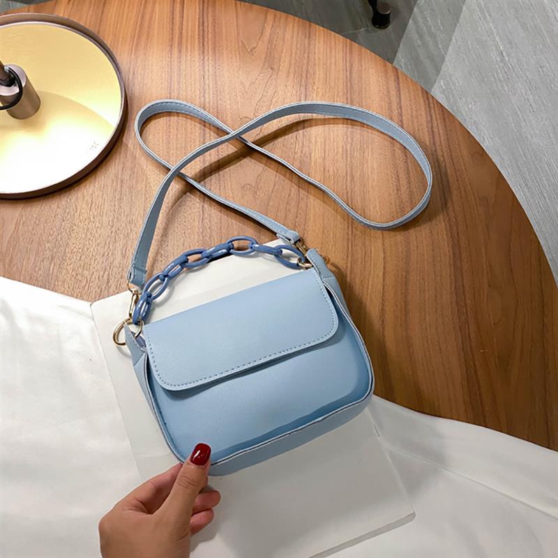 Solid Color Small PU Leather Crossbody Bags for Women 2020 Summer Acrylic Chain Lady Travel Shoulder Messenger Handbags