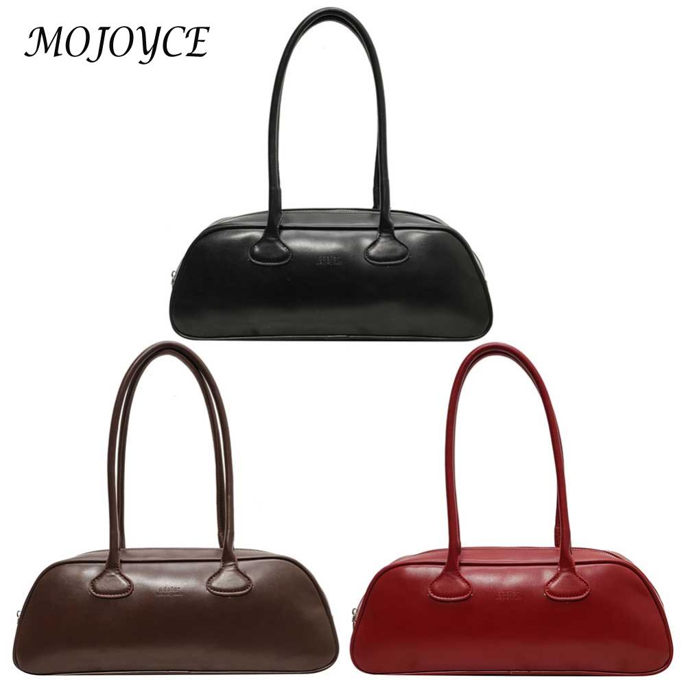 Women Fashion Shoulder Bag Large Capacity PU Leather Vintage Armpit Bags Solid Color Retro Commuting Bag Single Shoulder Bag