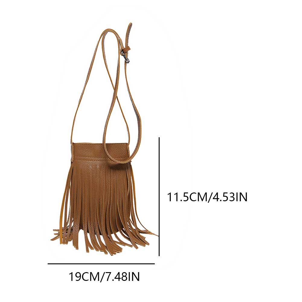 Fashion Fringe Purse PU Leather Trendy Crossbody Bag Solid Color Cell Phone Purse for Women Girls