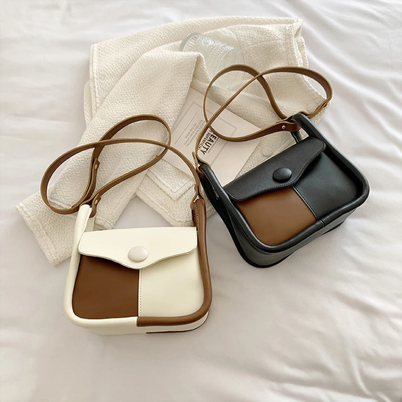 Fashion Commuting Simple Hand Carrying Women's Bag New Spring Splicing Single Shoulder Bag Korean Armpit Messenger Bag