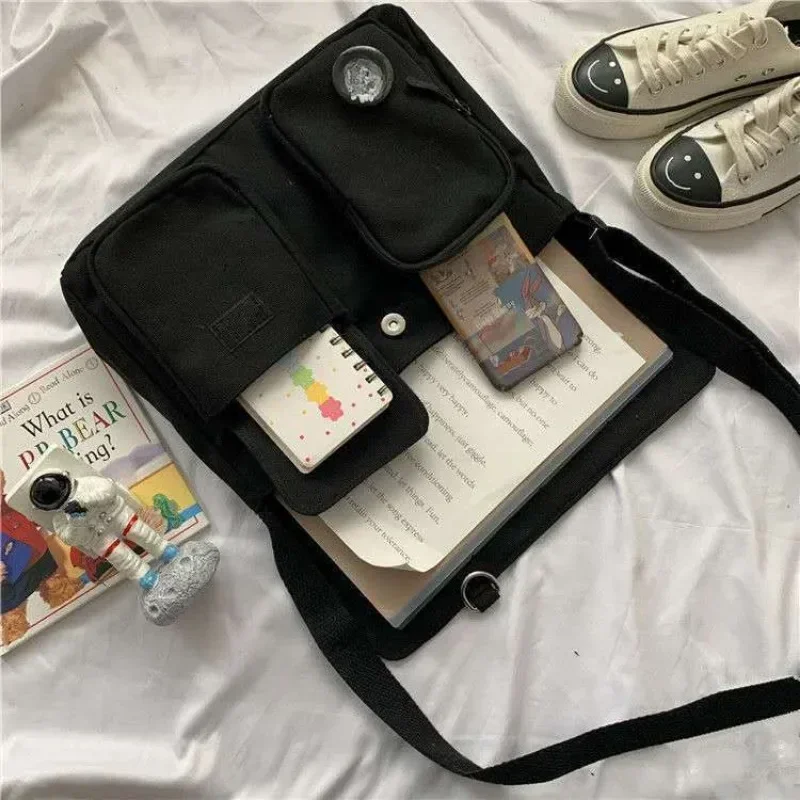 Women Canvas Messenger Bag Youth Ladies Fashion Shoulder Bag Student Large Capacity Female Crossbody Bags Woman Packet