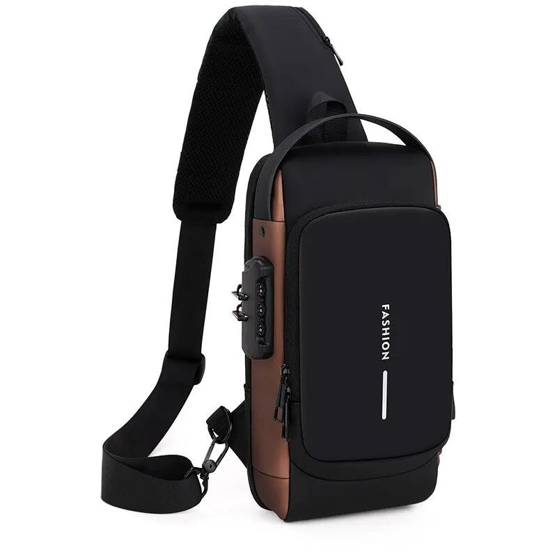 Men's Shoulder Bag Multifunction Anti Theft USB Messenger Pack Man Crossbody Cross Body Travel Chest Bags Pack