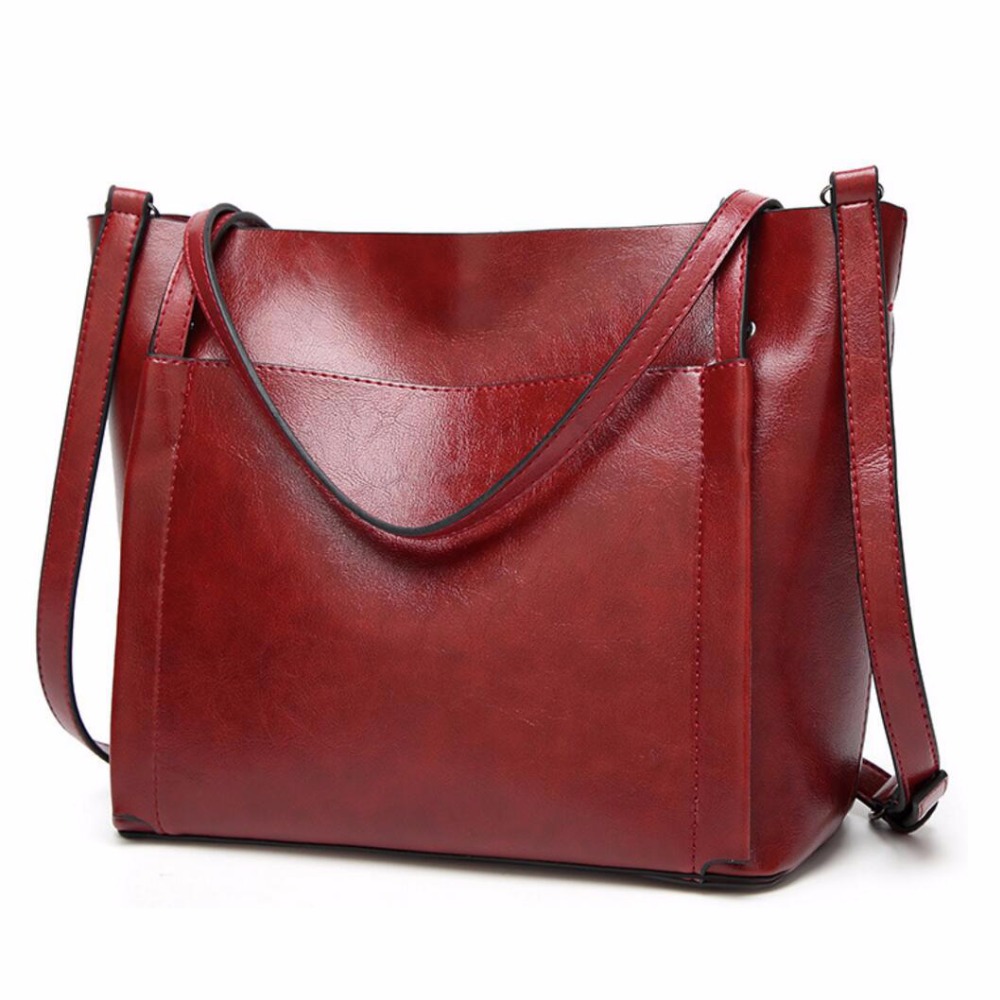New Fashion Oil wax leather women bag handbag soft leather women's messenger bags black green casual tote female crossbody bag