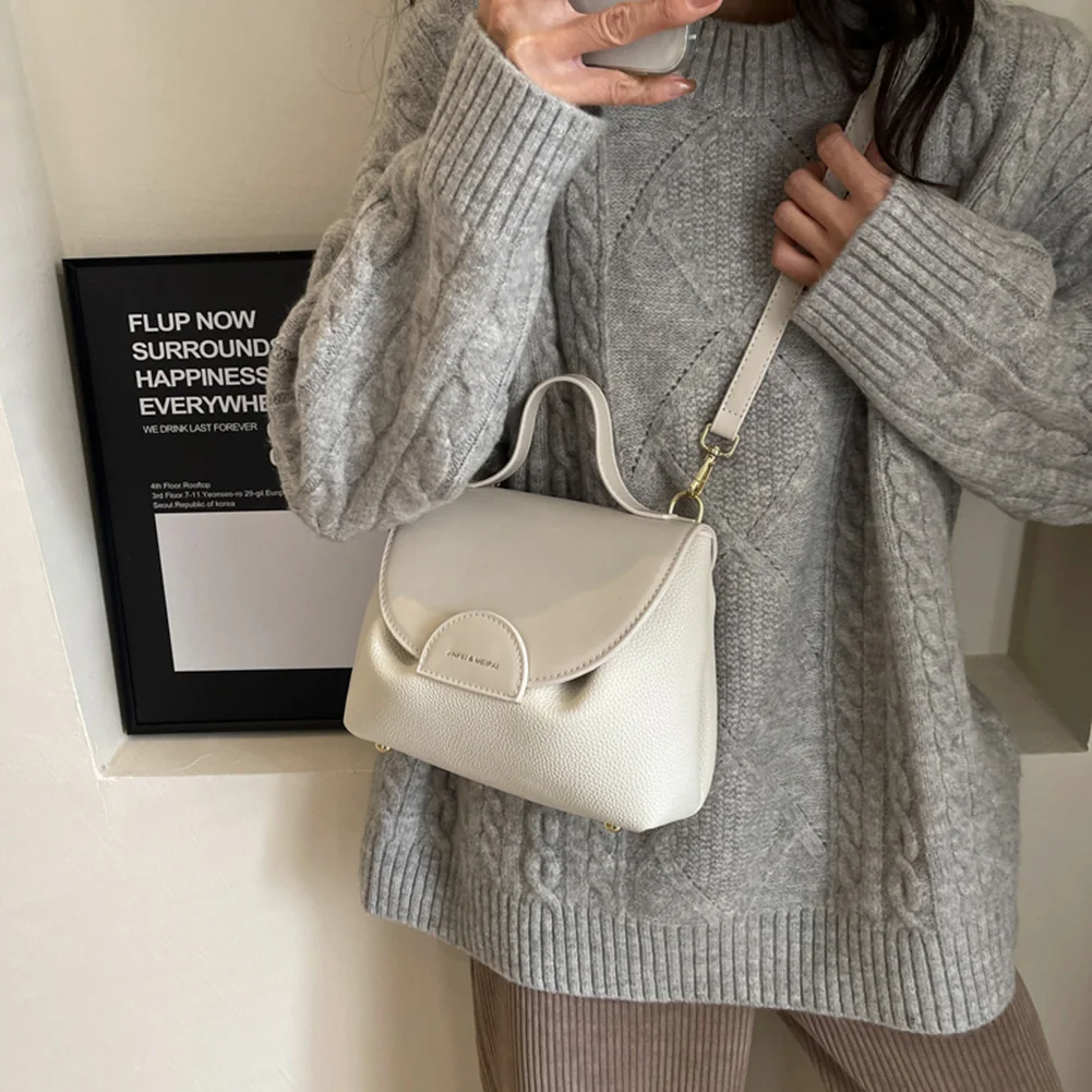 Women Crossbody PU Leather Fashion Sling Bag Solid Color Chic Simple Handbag Daily Purse for Female