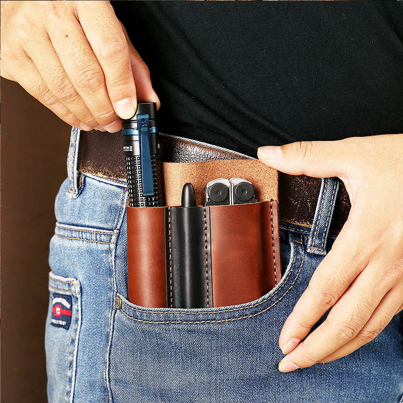 EASYANT Handmade Pocket Organizer Leather Knife Sheath Tool Pouch EDC Multitool Accessoires