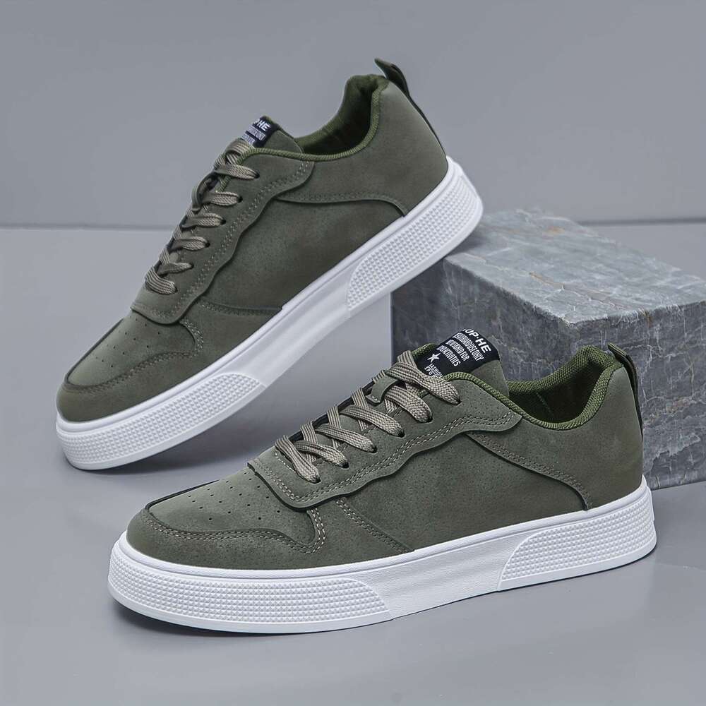 Top Men's Solid Colour Skateboard Shoes, Non Slip Casual Lace Up Sneakers For Outdoor Activities .