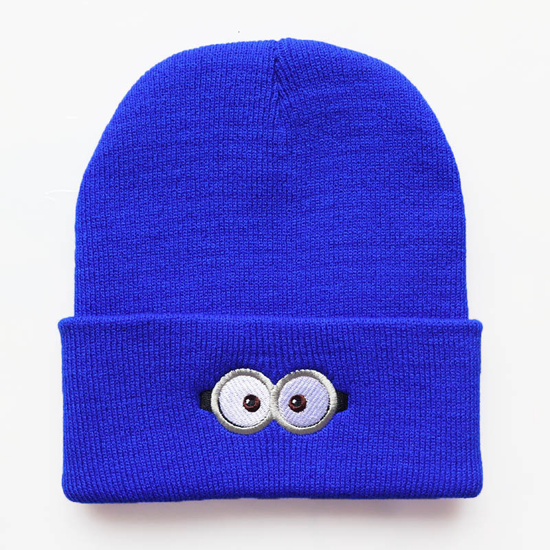 High quality design, Autumn Winter and Male Female New Anime Cartoon Eye Glasses Embroidered Warm Knitted Hat