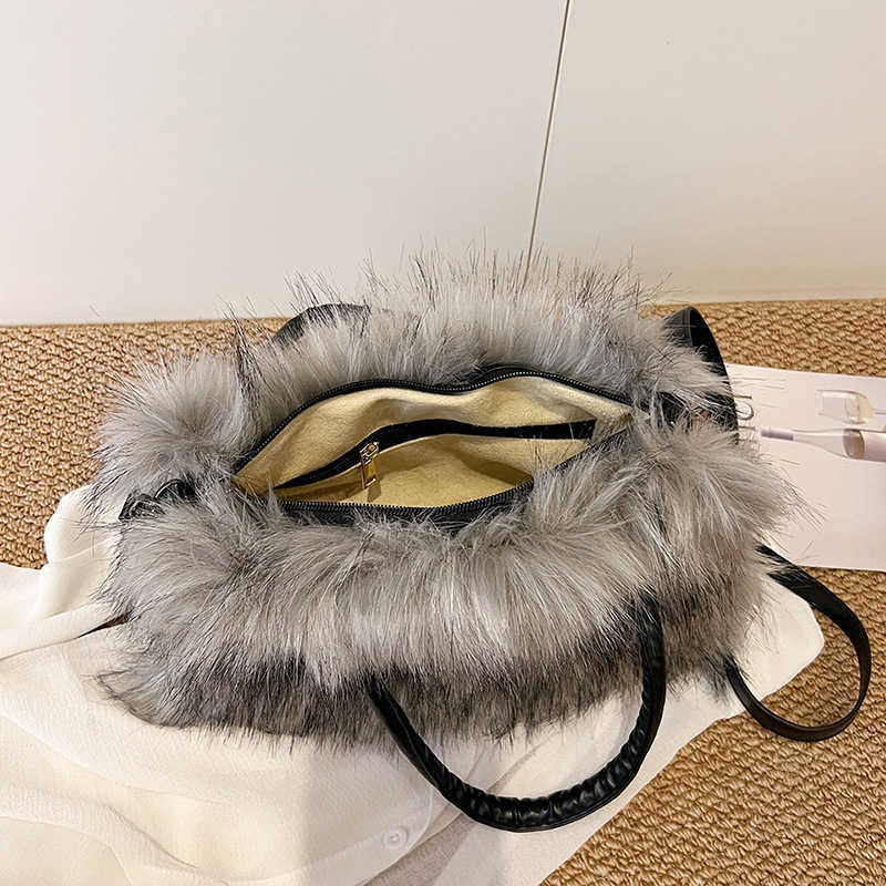 New Women's High Quality Texture One Shoulder Plush Bag 2024 Autumn/Winter New Plush Women's Bag Handbag