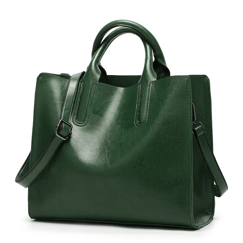 Fashion leather womens handbag shoulder bag oil wax leather bag womens messenger cross body bag handbag green Bolsos 241106