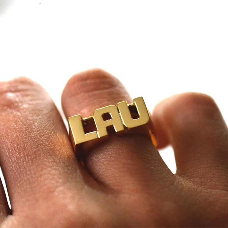 Personalized Hip Hop Name Ring Neutral Rose Gold Plated Customized Digital Character Ring Cute Fashion Gift 241106