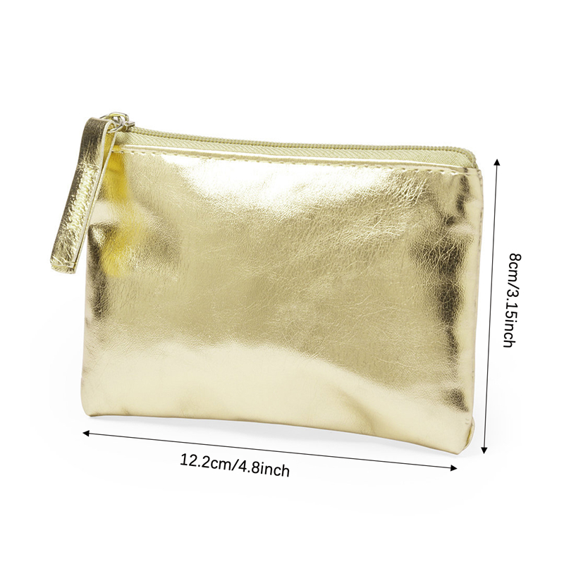 Fashion Waterproof Coin Bag Portable Card Holder Key Coin Earphone Pouch New Silver Gold PU Leather Coin Purse Wallet Simple