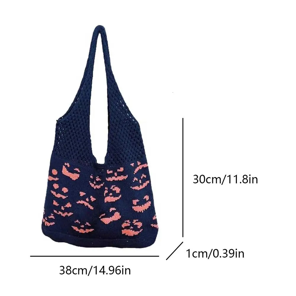 Knitted shoulder bag mesh bag womens underwear bag Halloween and Christmas crochet pumpkin 241106