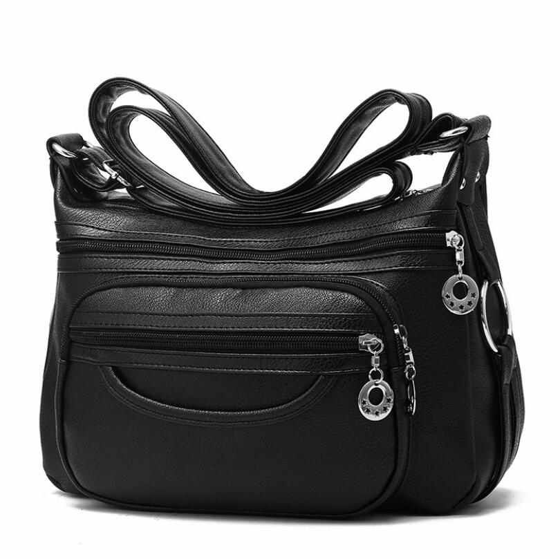 Black Lady Bag With Many Pockets Large Capacity Woman Bag Gift For Mom