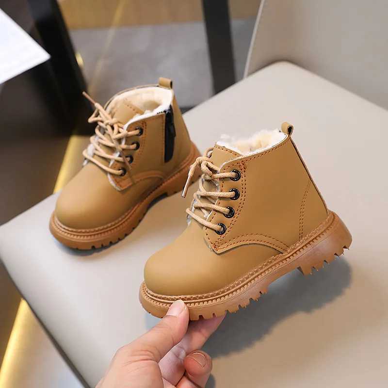 Winter Children Shoes Snow Boots Fashion British Short Boots Boys Side Zip Warm Girls Snow Cotton Boots Sneakers XJ241206