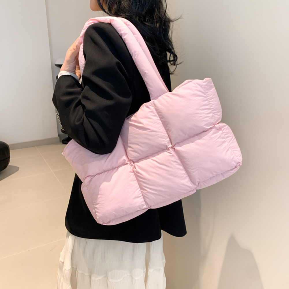 Puffer Solid Ladies Armpit Bag Quilted Cotton Tote Down Bags Large Capacity Fashion Shoulder Bag Women High Quality Underarm Bag
