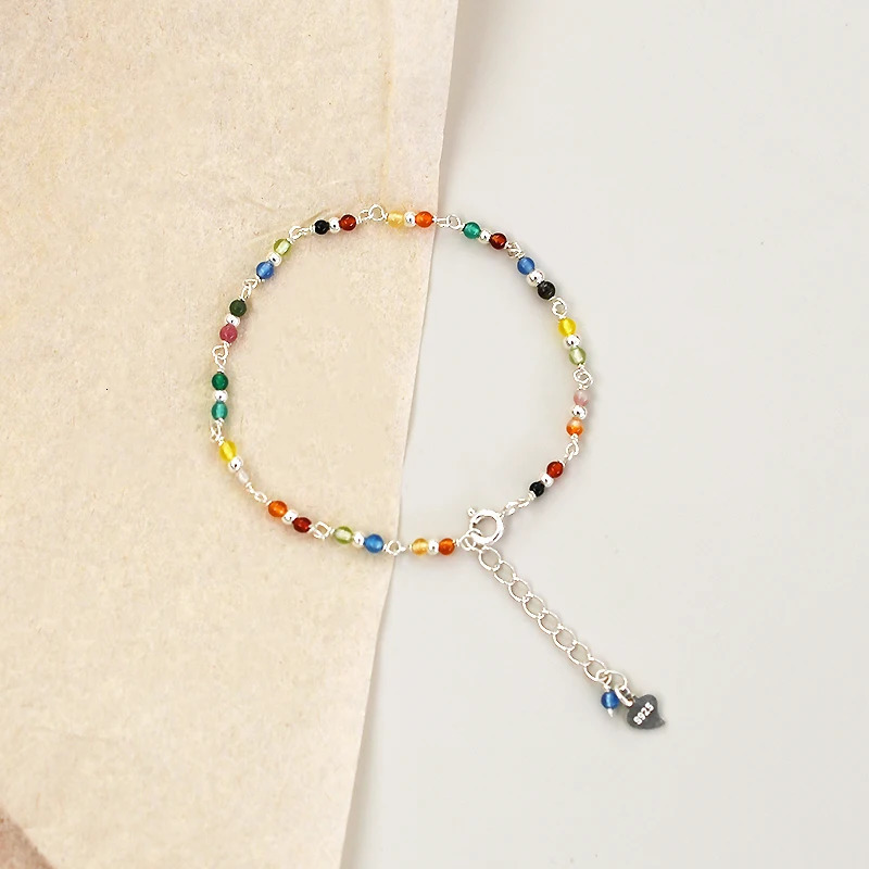 ASHIQI Summer Jewelry Natural Stone Agate 925 sterling silver Anklet womens mixed color 241107