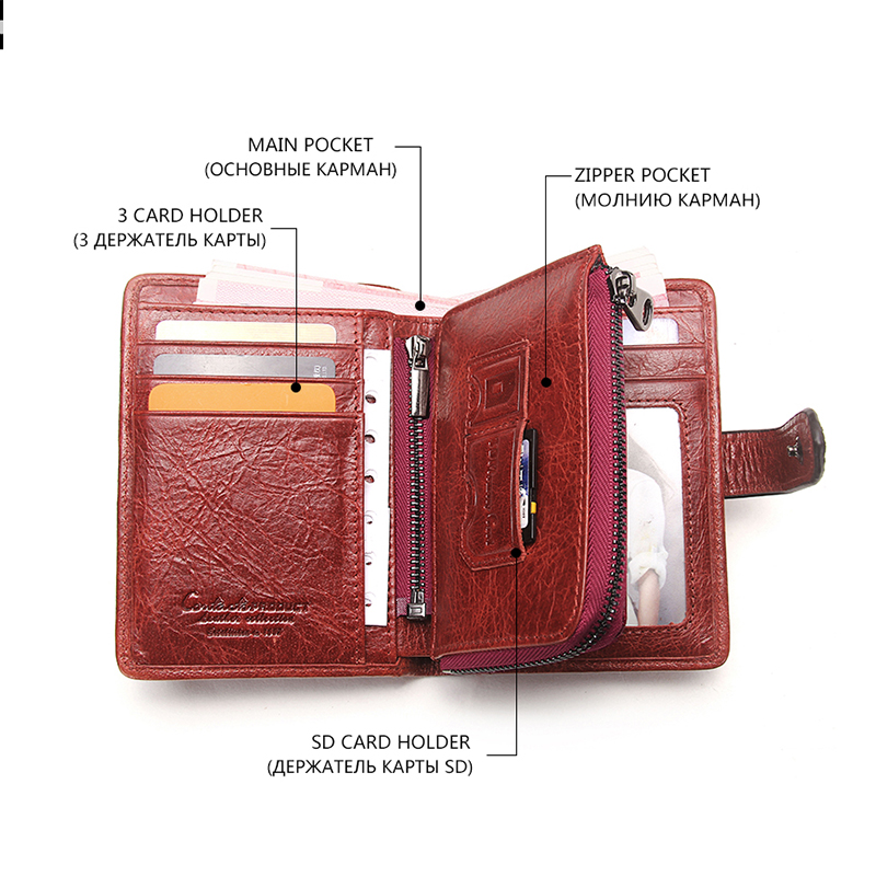 Contact'S Genuine Leather Women Wallets Female Cell Phone bag Pocket Long Women Purse Hasp Lady Coin Purse Card Holder