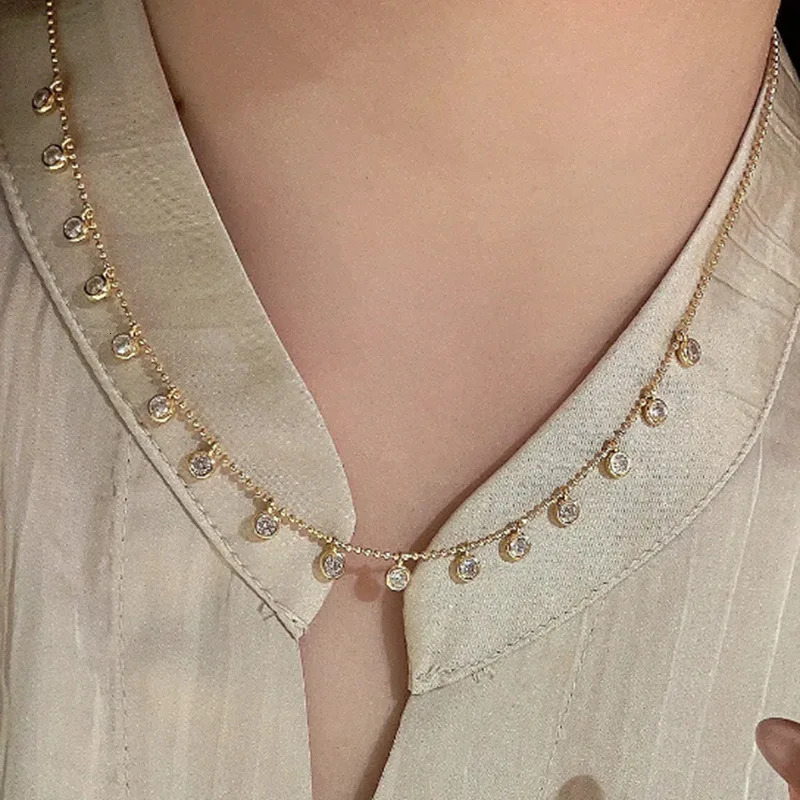 Jewelry S925 silver European and American fashion edge necklace womens gold necklace 241107