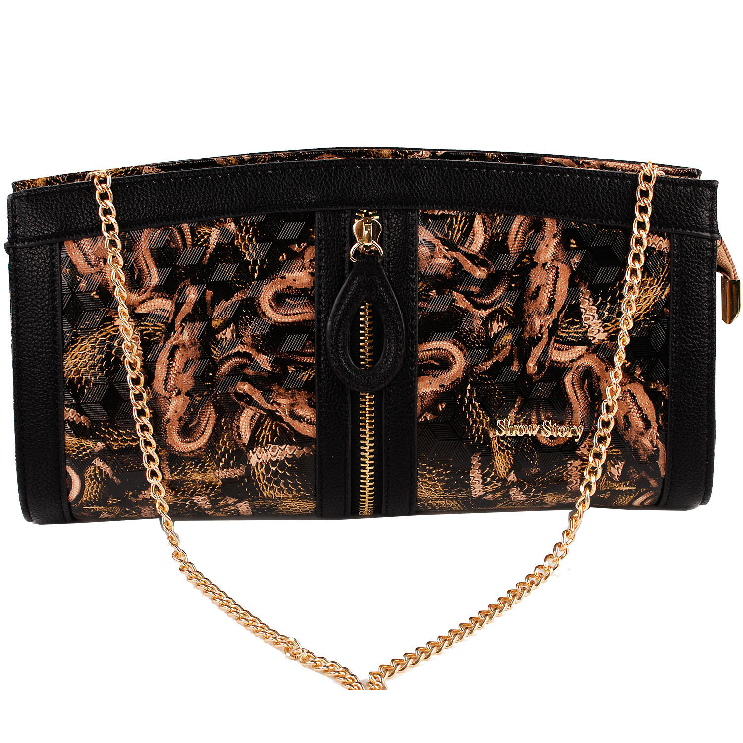 FB90021 Show Story Women's Girls Punk Zipper Design Fashion Outdoor Evening Clutch Handbag Bag