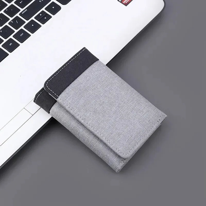 Men Canvas Wallet with ID Po Holders Card Holder Case 8 Slots Hasp Male Purse Mini Threefold 241029