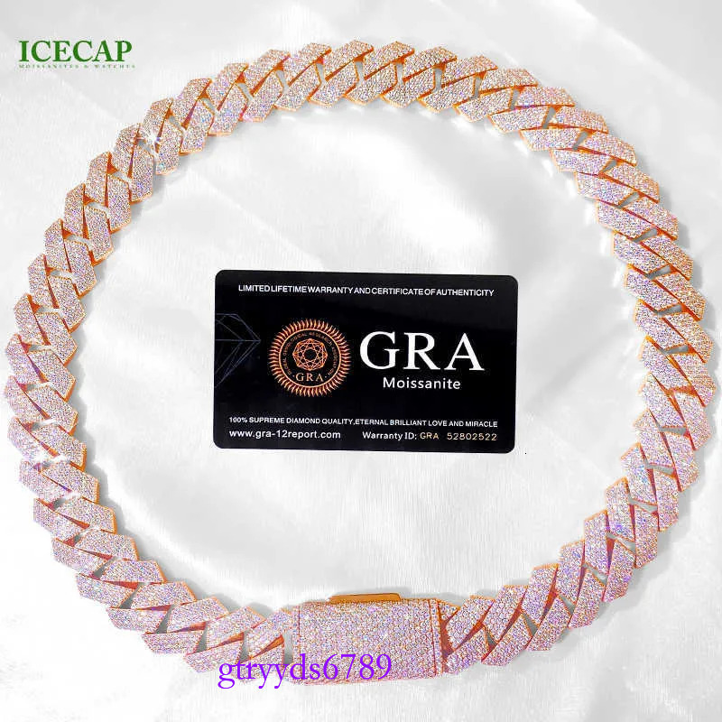 Hot Miami Chain Men Hip Hop Necklace Sier Rose Gold Plated 20mm Moissanite Cuban k Jewelry