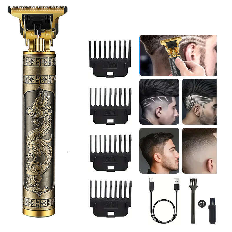 Men's clipper, cordless Beard Trimmer Shaver Rechargeable T-blade near zero grab hair clipper beauty kit