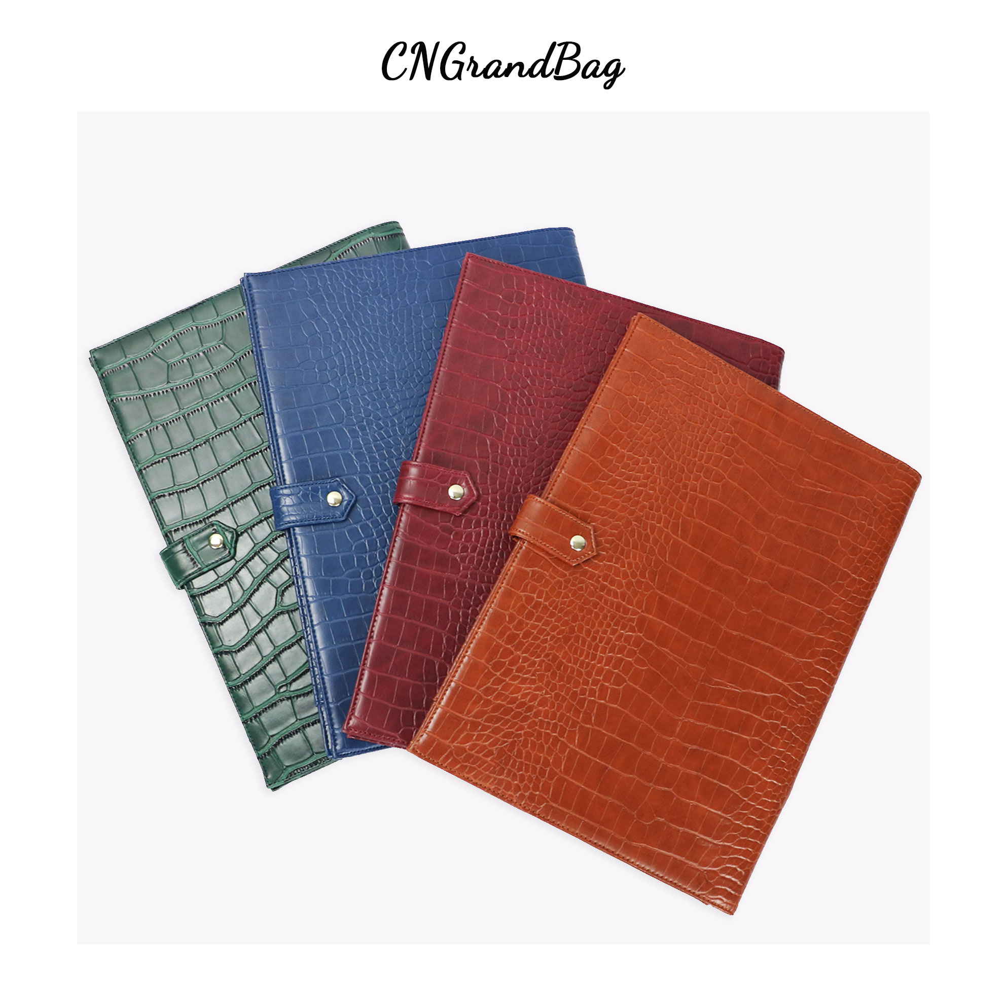 Hot Sale Document Bag Women Crocodile Pattern Pad Folio Top Quality Business A4 File Holder Luxury Porfolio For Ipad Holder