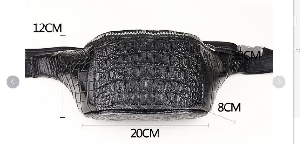 100% Real/Genuine crocodile Skin men tote cross body chest bag small size men bag black color alligator skin with cow skin inner