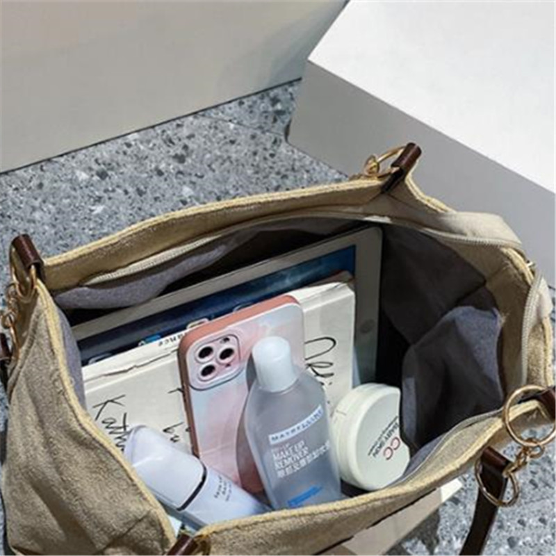 Solid Color Shoulder Bag, Trendy Letters Tote Bag, Canvas Campus Handbag for Women, Office,College,Work,Travel Hand Bags Bolsa