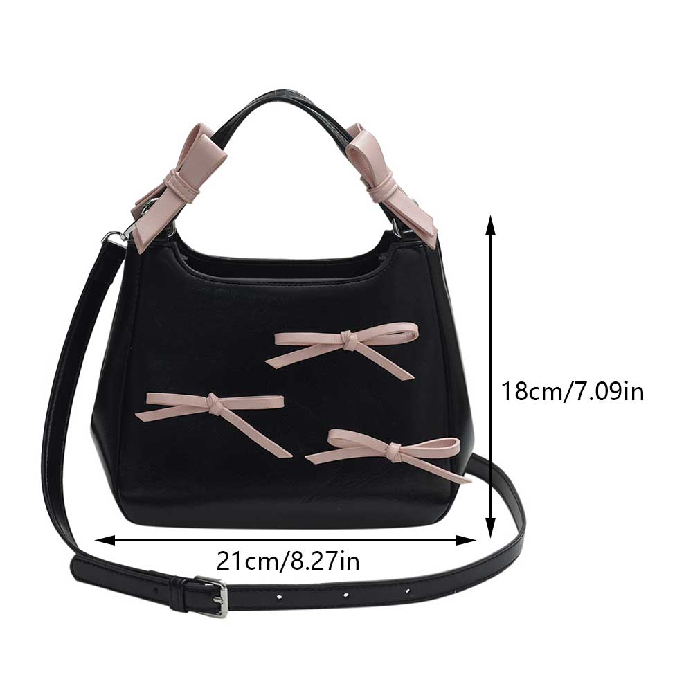 Sweet Bow Shoulder Bags for Women Girl Y2K PU Leather Purse Trendy Tote Bag Luxury Clutch Top Handle Bag Aesthetic Crossbody Bag