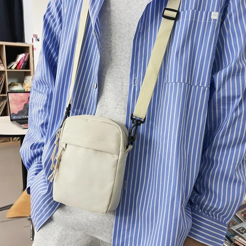 1PC Messenger Sling Bags For Men Casual Canvas Small Zipper Crossbody Bag Pouch Simple Shoulder 241106