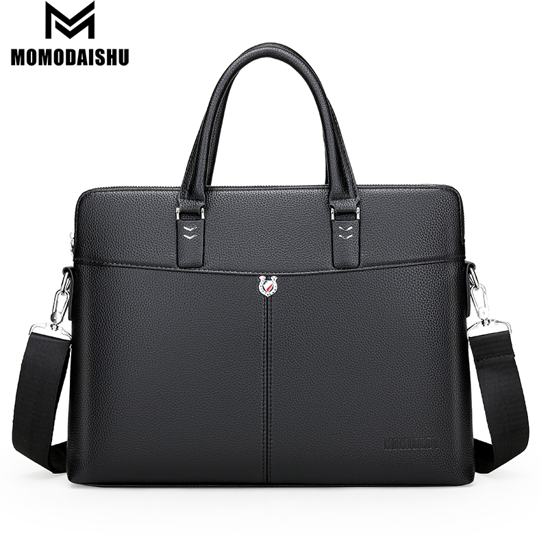 New Men Briefcase Bags Business Leather Bag Shoulder Messenger Bags Work Handbag 14 Inch Laptop Bag Multifunctional Zipper Bag