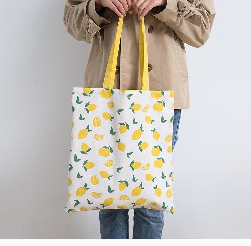 New Millet Wheat Fabric Double-sided Dual-use Shoulder Bags Cotton Linen Pocket Handbag Shopping Bag Female Canvas Cloth Totes