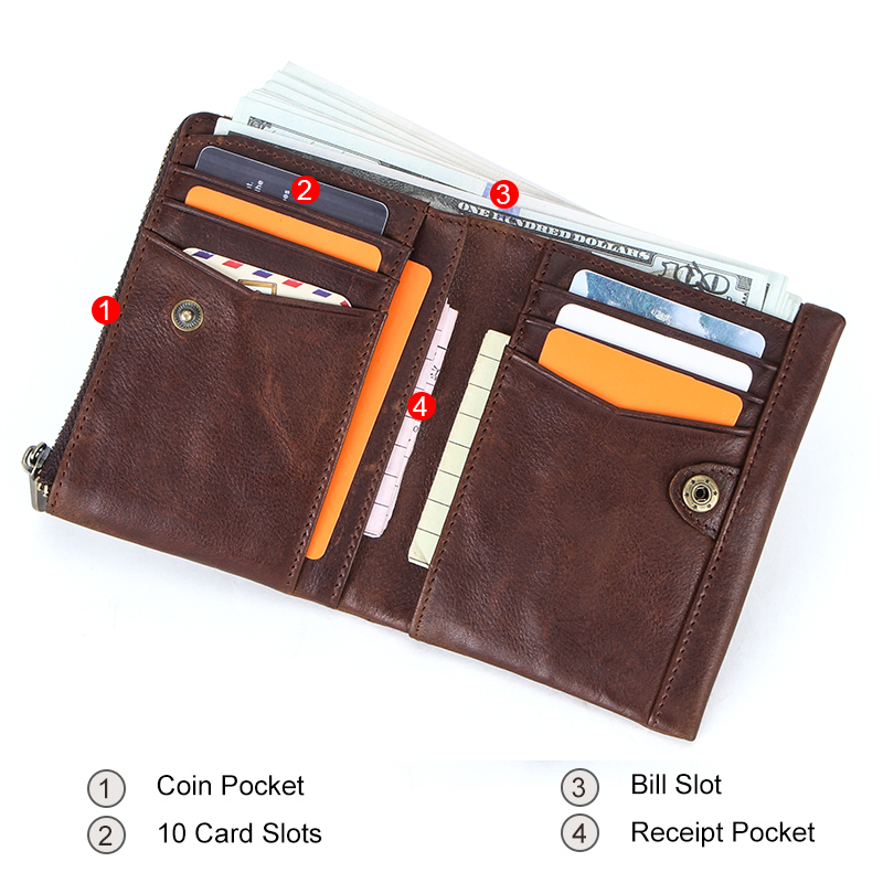 CONTACT'S Genuine Leather Men Short Wallets High Quality Card Holder Coin Purse Money Clip Male Mini Wallet Men's Bag Handbags
