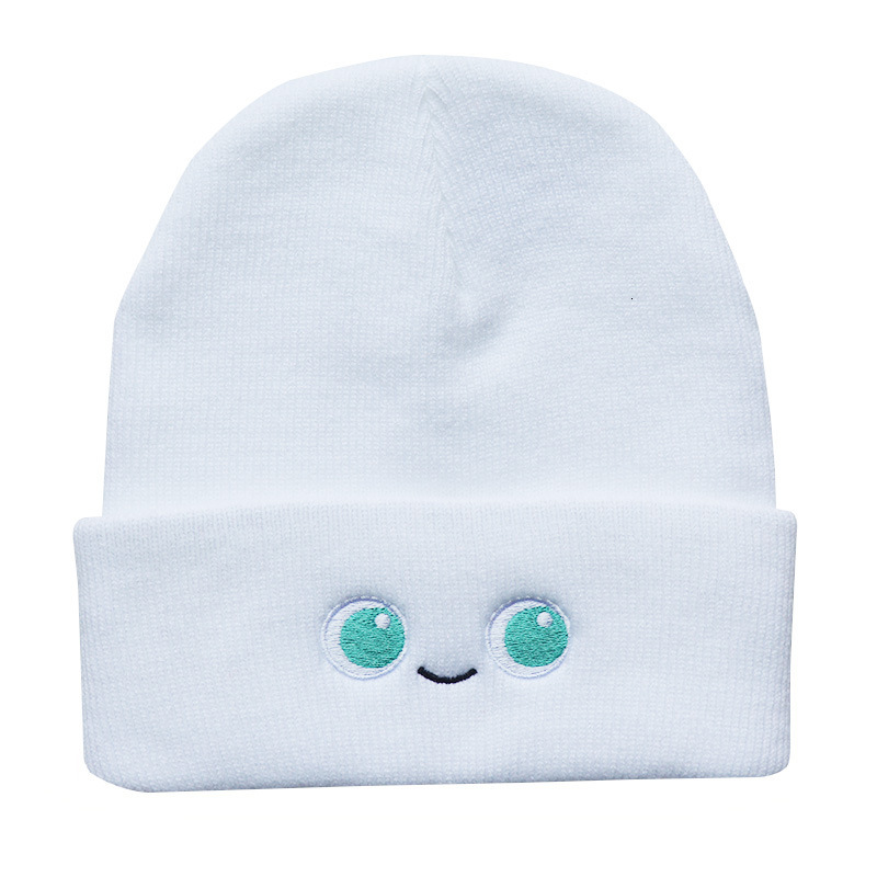 Male female autumn and winter anime cartoon smiling face knitted outdoor pullover warm hats, hip-hop woolen hats
