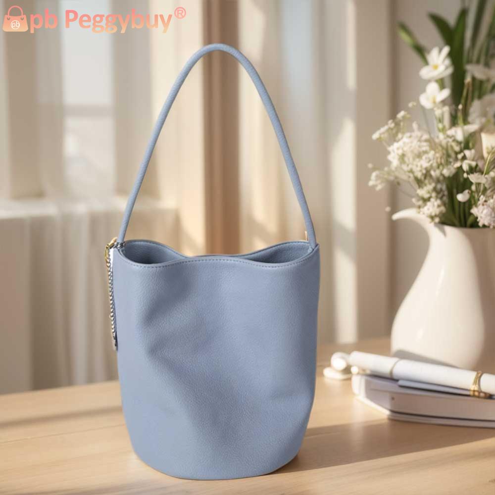 Women PU Bucket Fashion Bag Large Capacity Designer Shoulder Purse Solid Color Elegant Handbag for Outdoor Travel