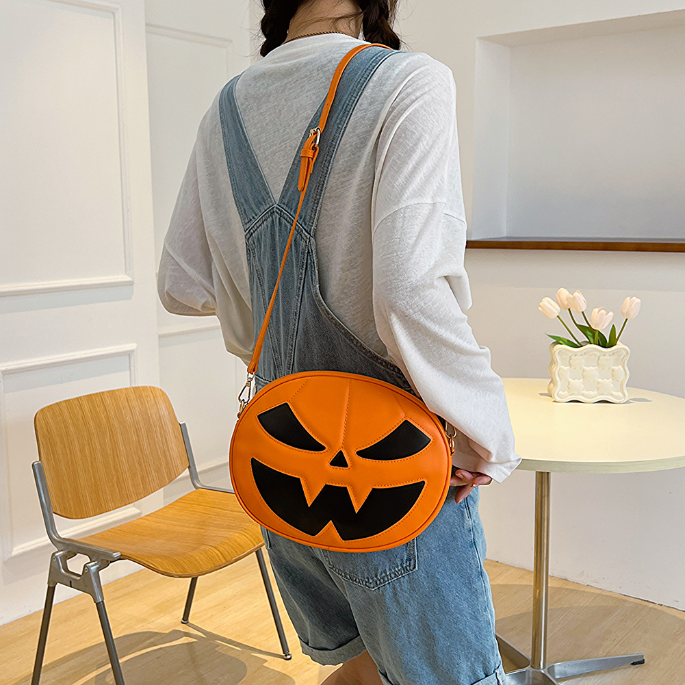 Halloween Pumpkin Shoulder Bag Women Halloween Gift Candy Bag Cartoon Handbag Devil Funny Demon Messenger Crossbody Bag Purse