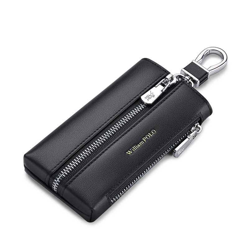 Popular cowhide car key package, leather zipper design, waist key holder, practical gift for men, durable key storage solution with premium cowhide ma