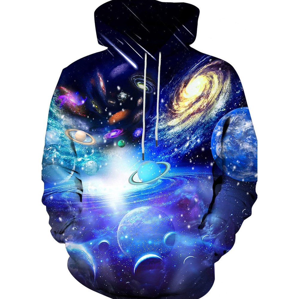 Hoodie for Mens Womens Unisex 3D Print Hoodies Graphic Space Pullover Hooded Sweatshirts for Men Women Graphic Cool starry sky pattern