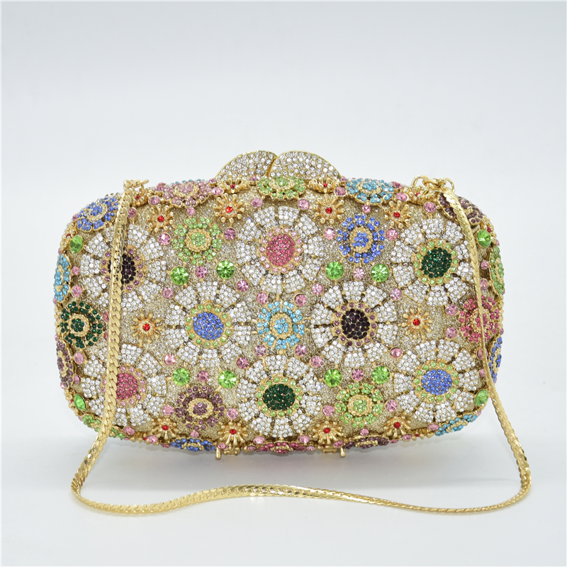 New Design Diamonds Beaded Flower Handbags Girls Elegant Wedding Purses Ladies Luxury Celebrity Party Bag Clutch Wedding Bridal