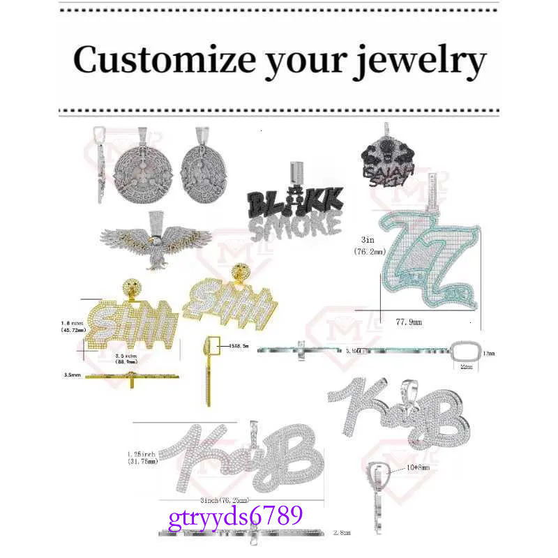 Hip Hop Cross Charm Baguette Cut VVS S Moissanite Cuban Chain With Pendant