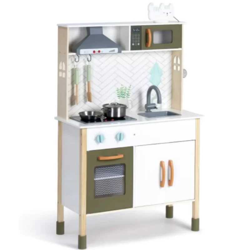 Robotime Robud Kitchen Playset Realistic Pretend Play Kitchen Montessori Wooden Play Kitchen Toy Kitchen Set for Kids Girls Boys X241107