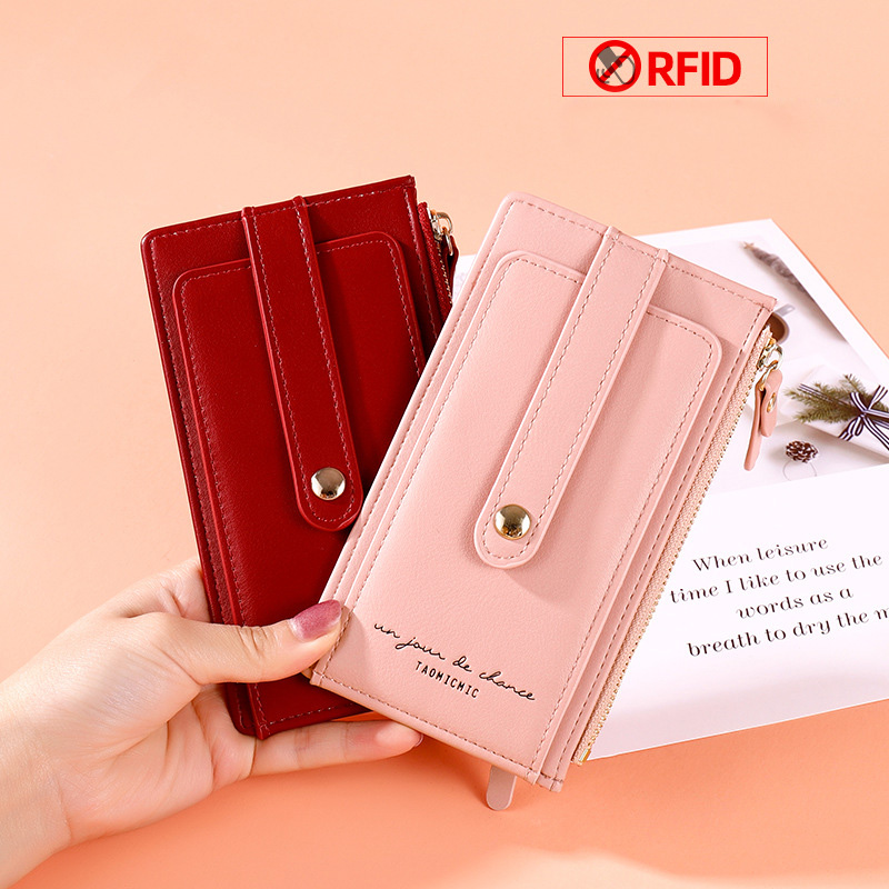 100% RFID Soft Leahter Wallet Women Many Card Holder Female Purses Theftproof Credit Card Wallet Ladies Zipper Coin Pocket NEW