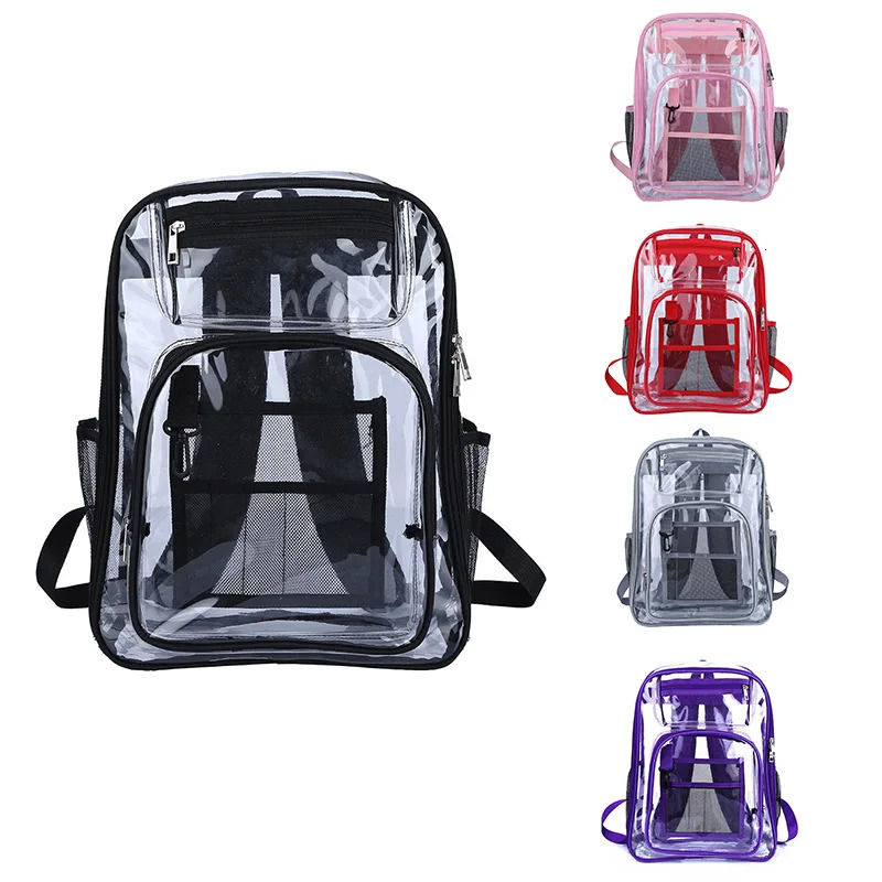 Waterproof transparent backpack large capacity portable youth student backpack PVC transparent womens transparent backpack 241106