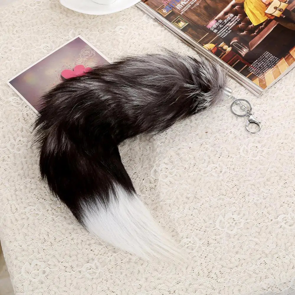 Fox Fur Tail Keychain Tassel Bag Handbag Pendant Wallet Accessories Gift Bag Fashion Charm Keyholder Car Keychain 241107