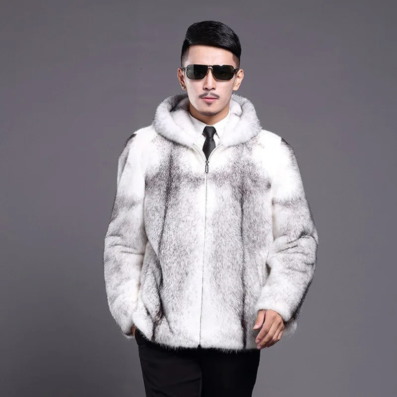 S-6XL size fashionable mens jacket ultra-thin super warm imitating mink fur mens short jacket white outdoor sports and leisure winter park 241107