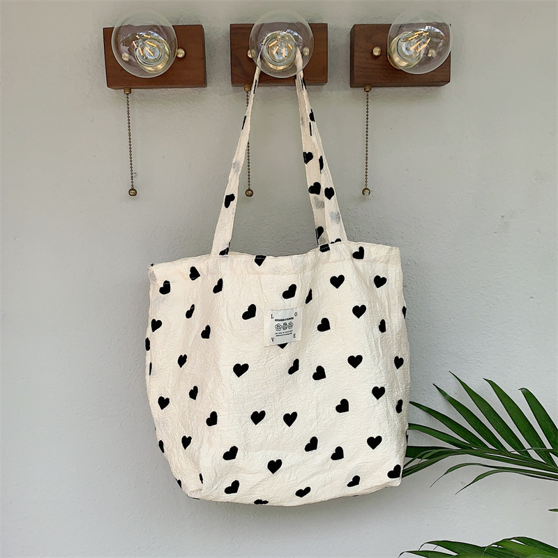 Sweet Love Heart Women's Shoulder Bags Simple Ortable Ladies Vest Bag Thin Cloth Female Tote Handbags Clutch Purse Shopping Bag